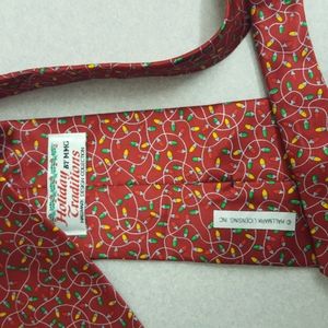 Vintage Holiday Traditions by MMG Red w/ String Christmas lights Christmas Tie